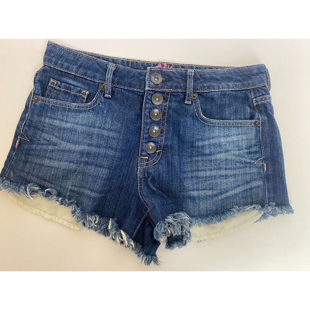 Tokyo Darling Womens Dark Wash High Waisted Shorty Blue Denim Shorts Size 2
